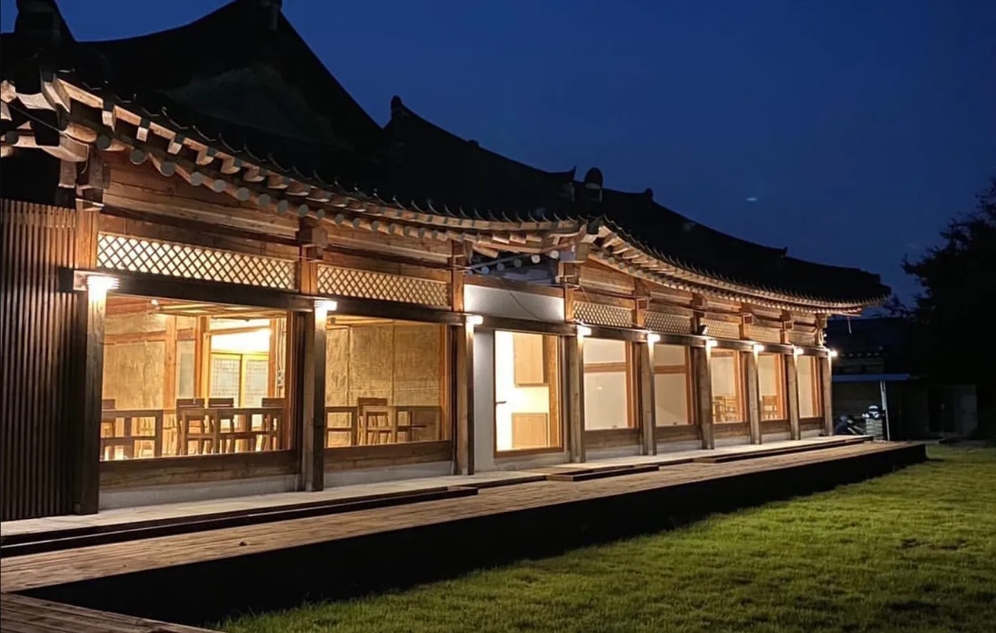 Anggo Gotaek hanok building lit up at night