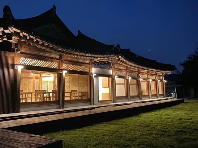 Anggo Gotaek hanok building lit up at night