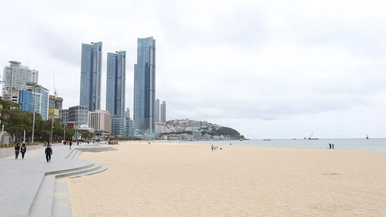 Haeundae Beach with the Marine City high-rise skyline along the coast