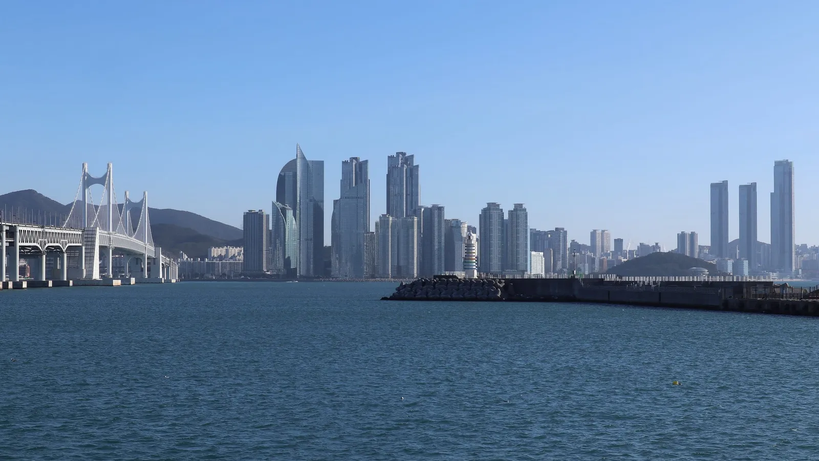 Gwangan Bridge with the Haeundae / Marine City skyline over the water