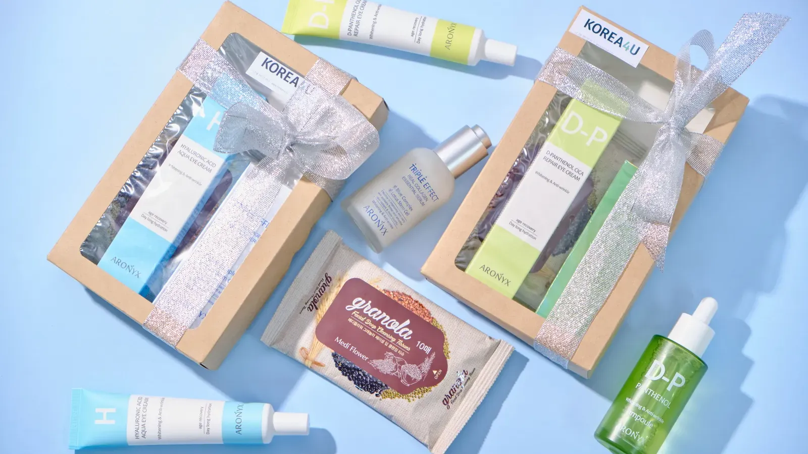 Popular K-beauty skincare and makeup products on the shelves at Olive Young